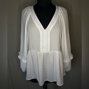 NWT Counterparts White Sheer Long Sleeve Blouse